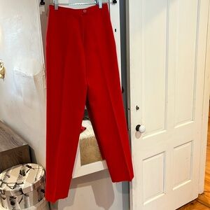 Vintage 70s Joel Ronez red custom wool pant suit size small